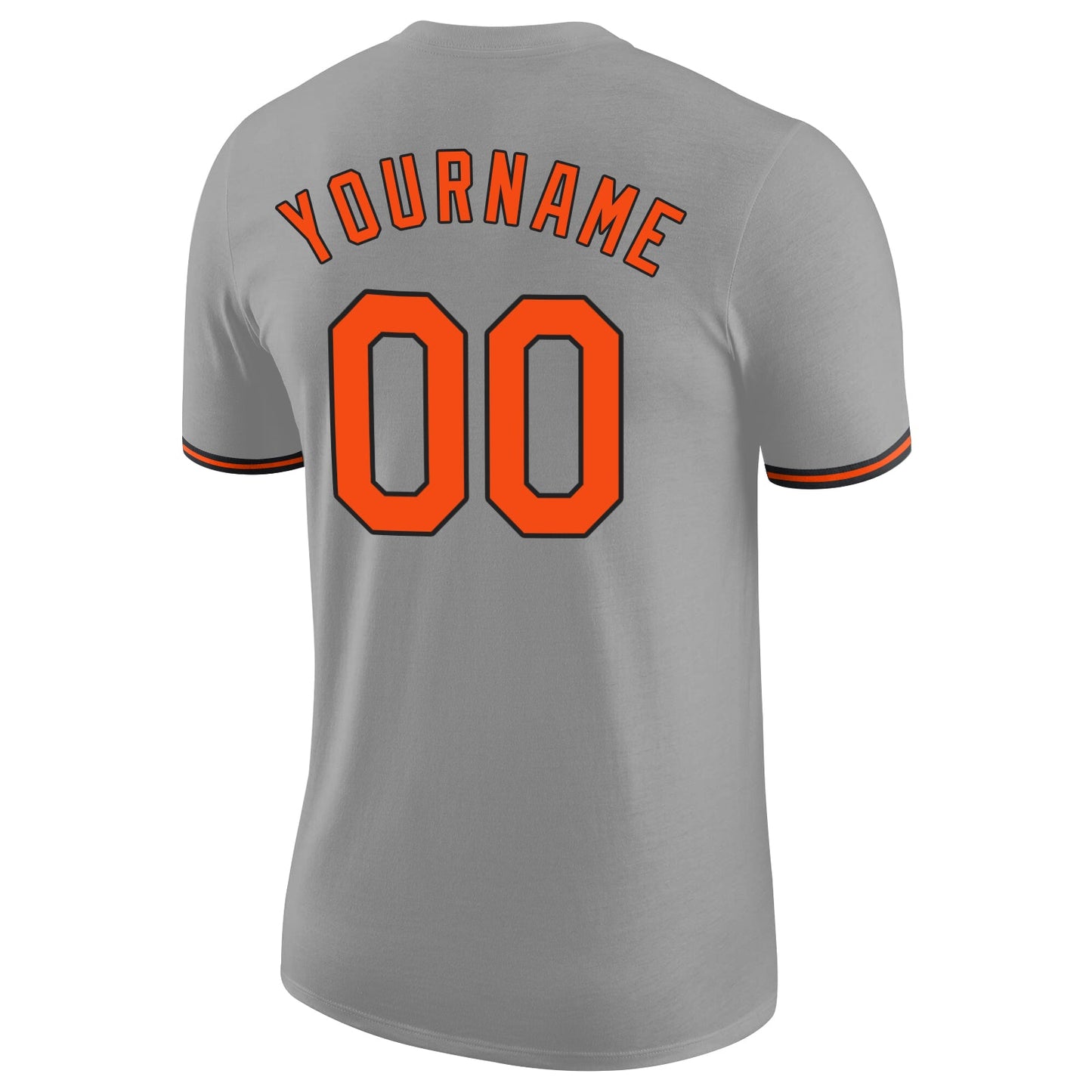 Custom Gray Orange-Black Performance T-Shirt view 6