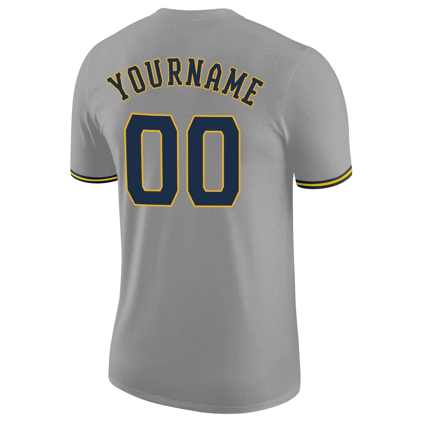 Custom Gray Navy-Gold Performance T-Shirt view 6