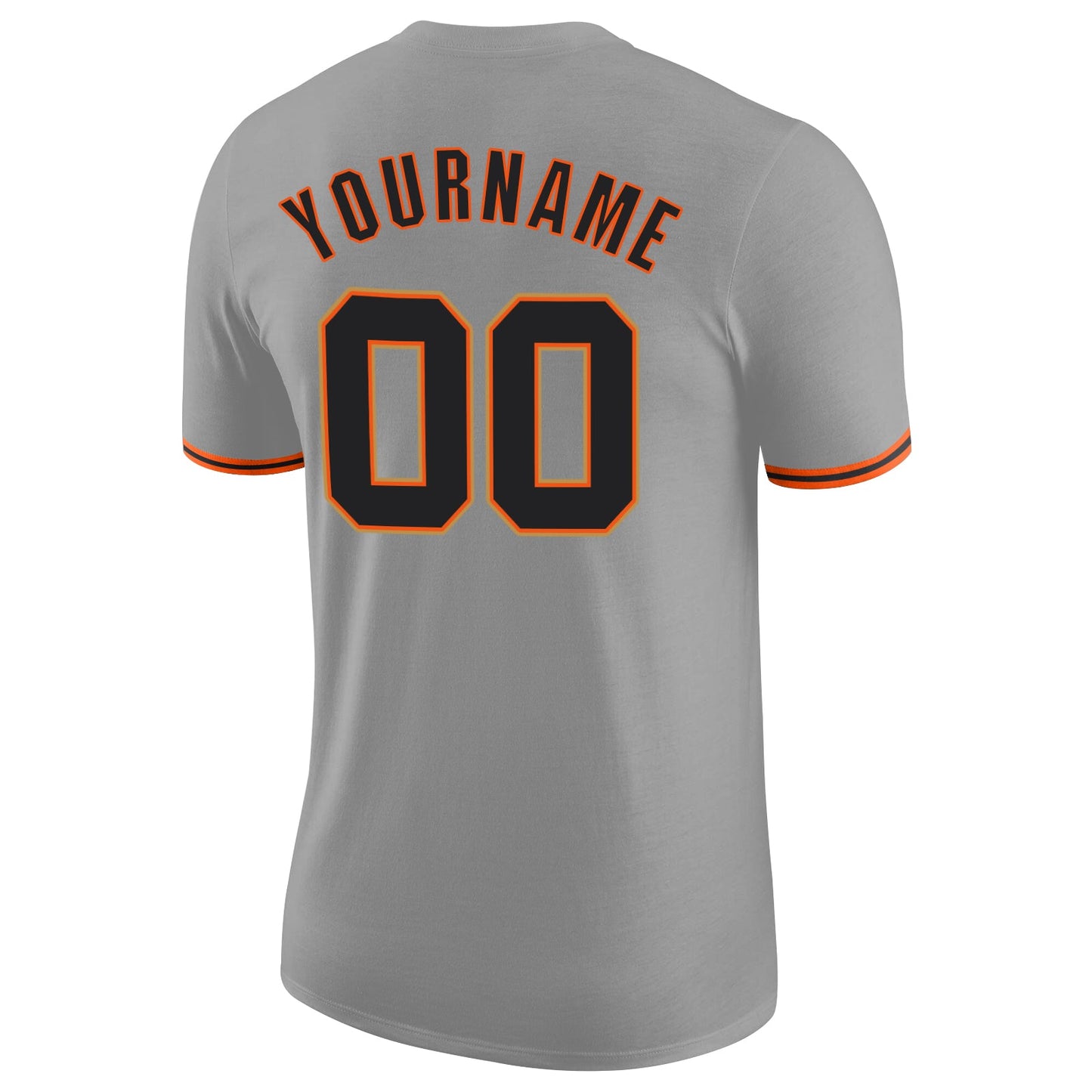 Custom Gray Black-Orange Performance T-Shirt view 6
