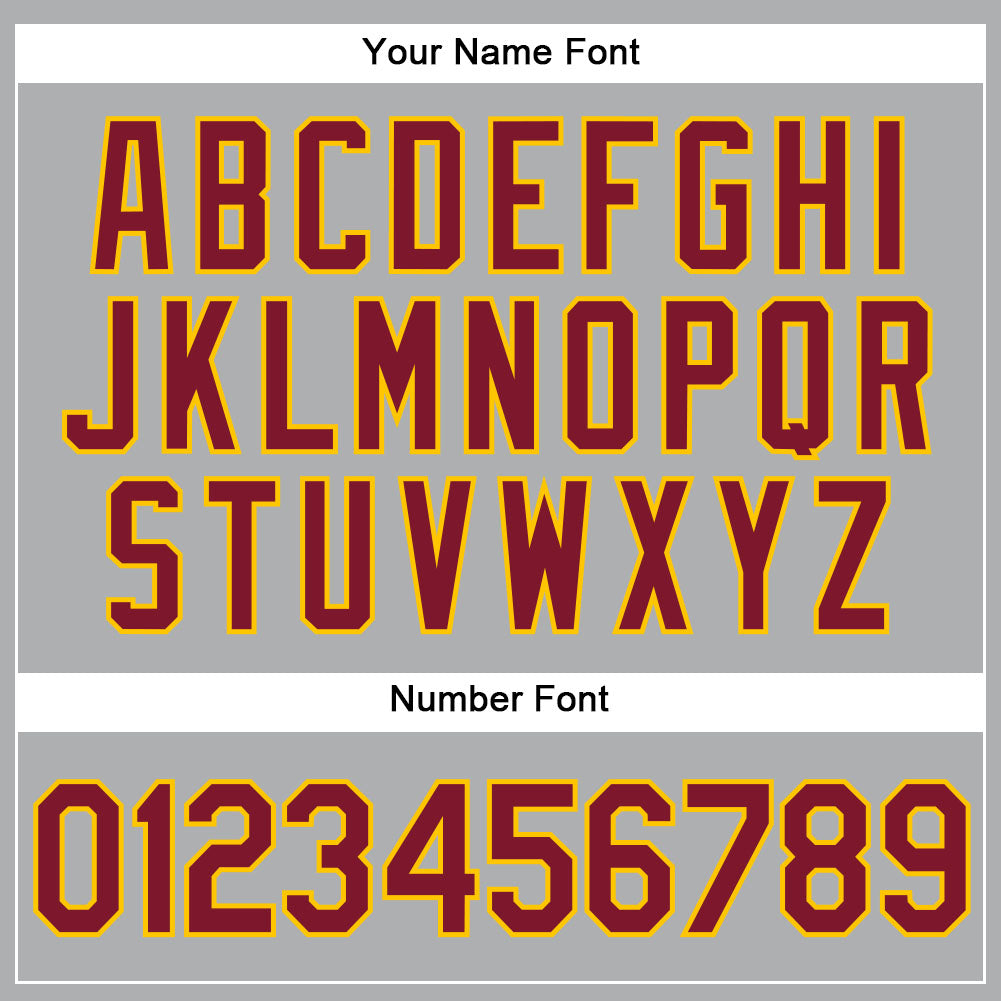 Custom Gray Crimson-Gold Authentic Baseball Jersey view 5