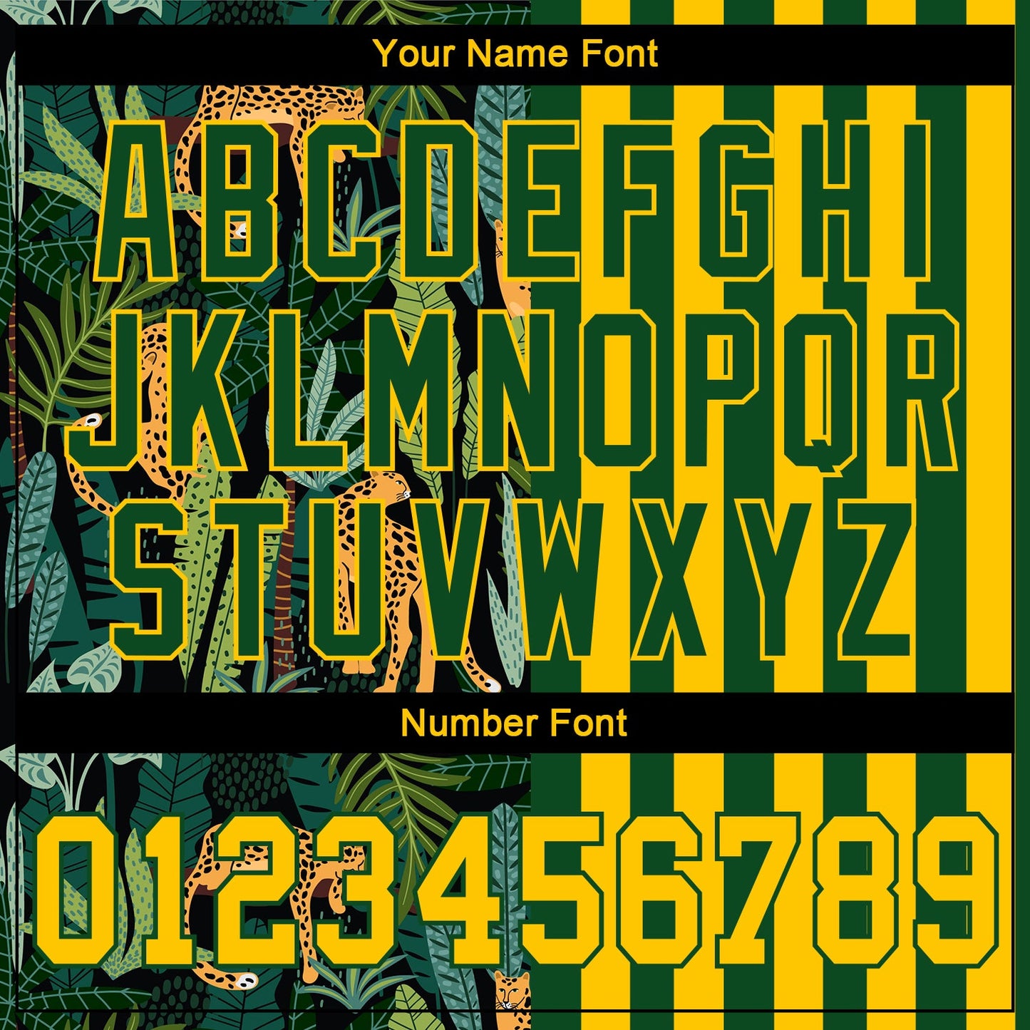 Custom Green Gold-Black 3D Pattern Design Leopards And Tropical Palm Leaves Authentic Baseball Jersey view 5