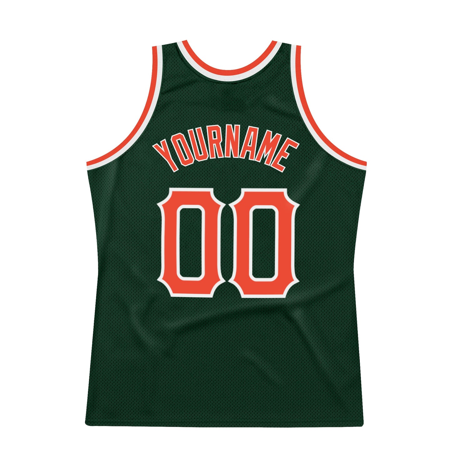 Custom Hunter Green Orange-White Authentic Throwback Basketball Jersey view 7