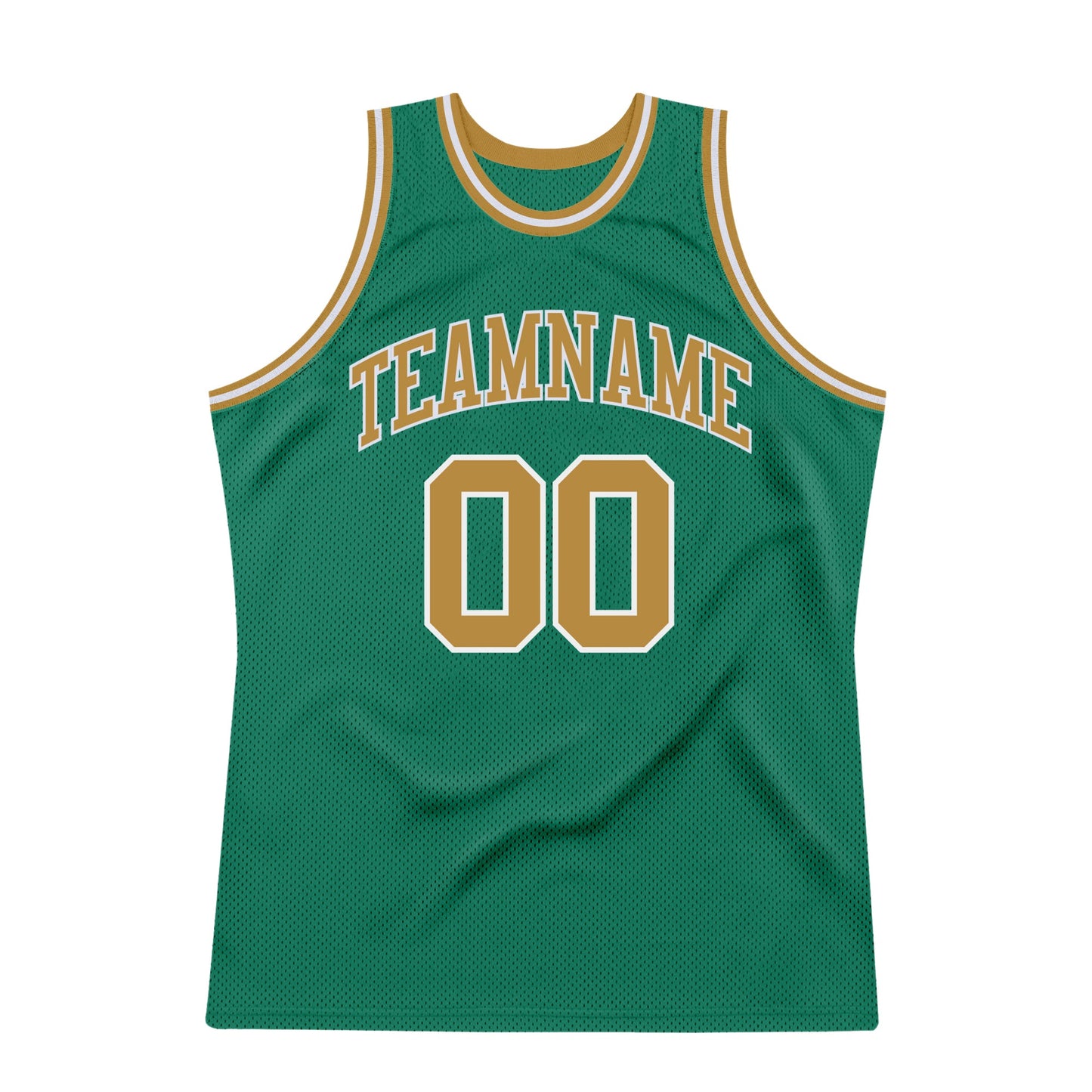 Custom Kelly Green Old Gold-White Authentic Throwback Basketball Jersey view 7