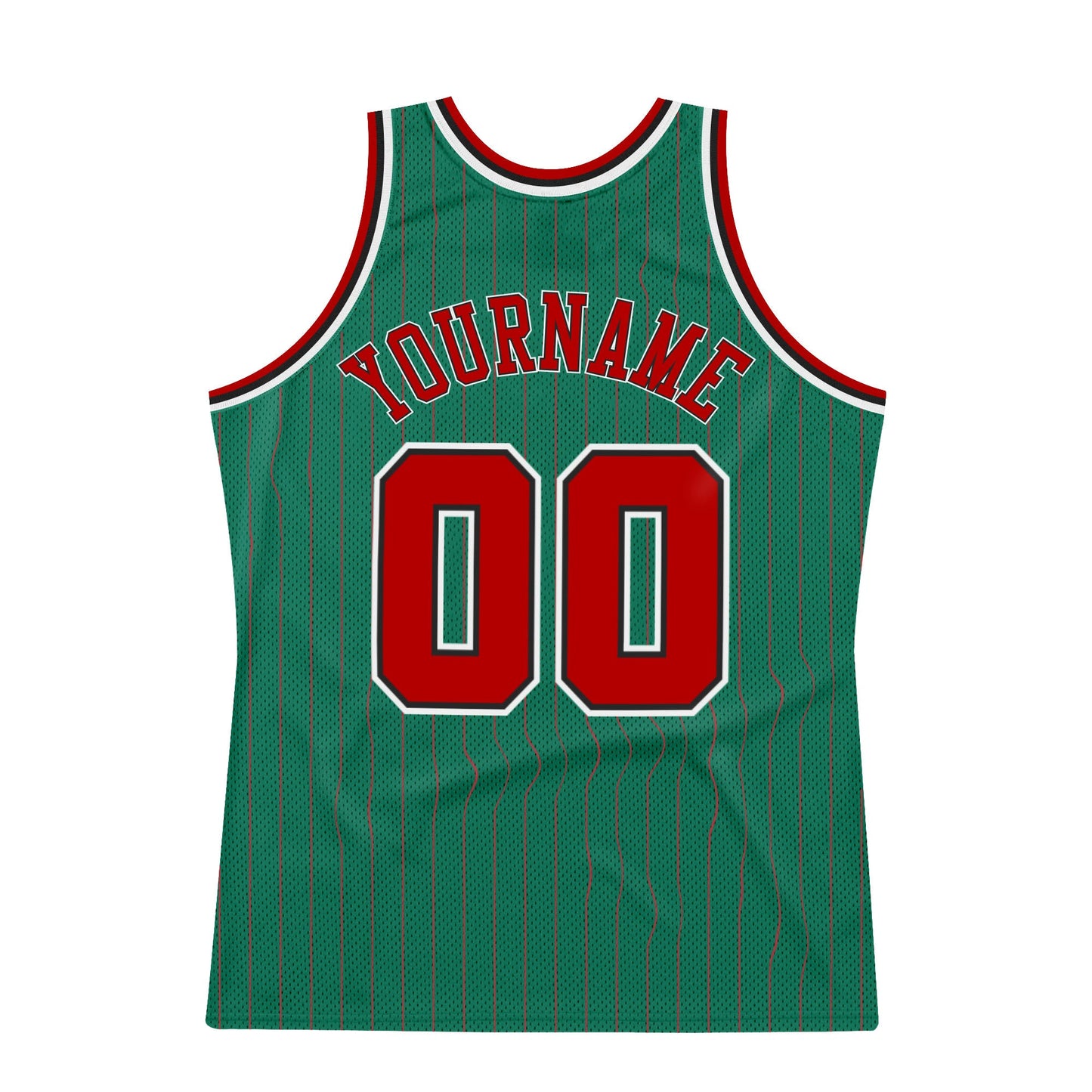 Custom Kelly Green Red Pinstripe Red-Black Authentic Basketball Jersey view 6