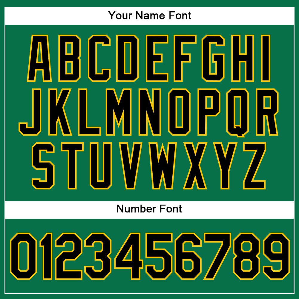 Custom Kelly Green Black-Gold Authentic Baseball Jersey view 5