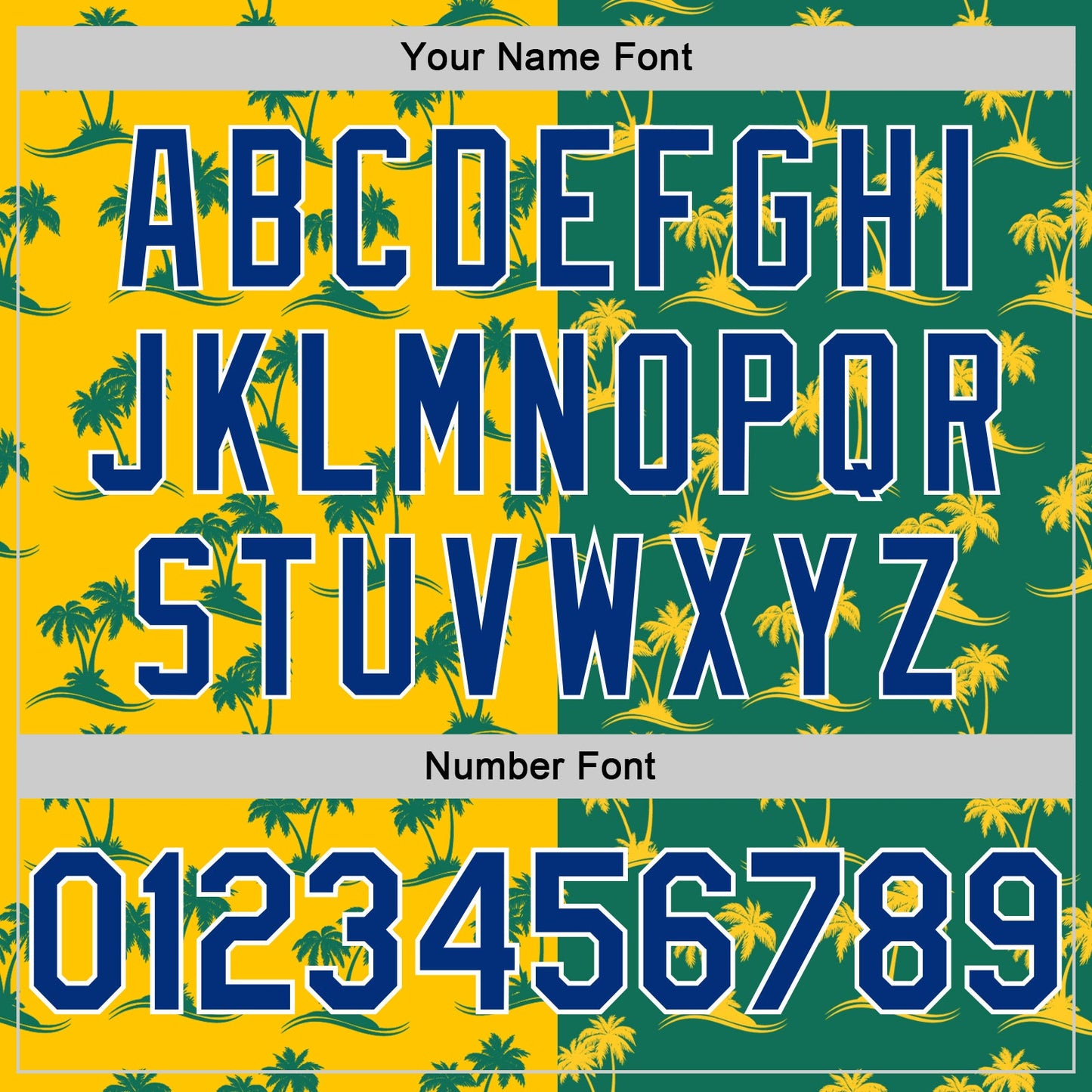 Custom Kelly Green Royal-Gold 3D Pattern Hawaii Palm Trees Authentic Basketball Jersey view 4