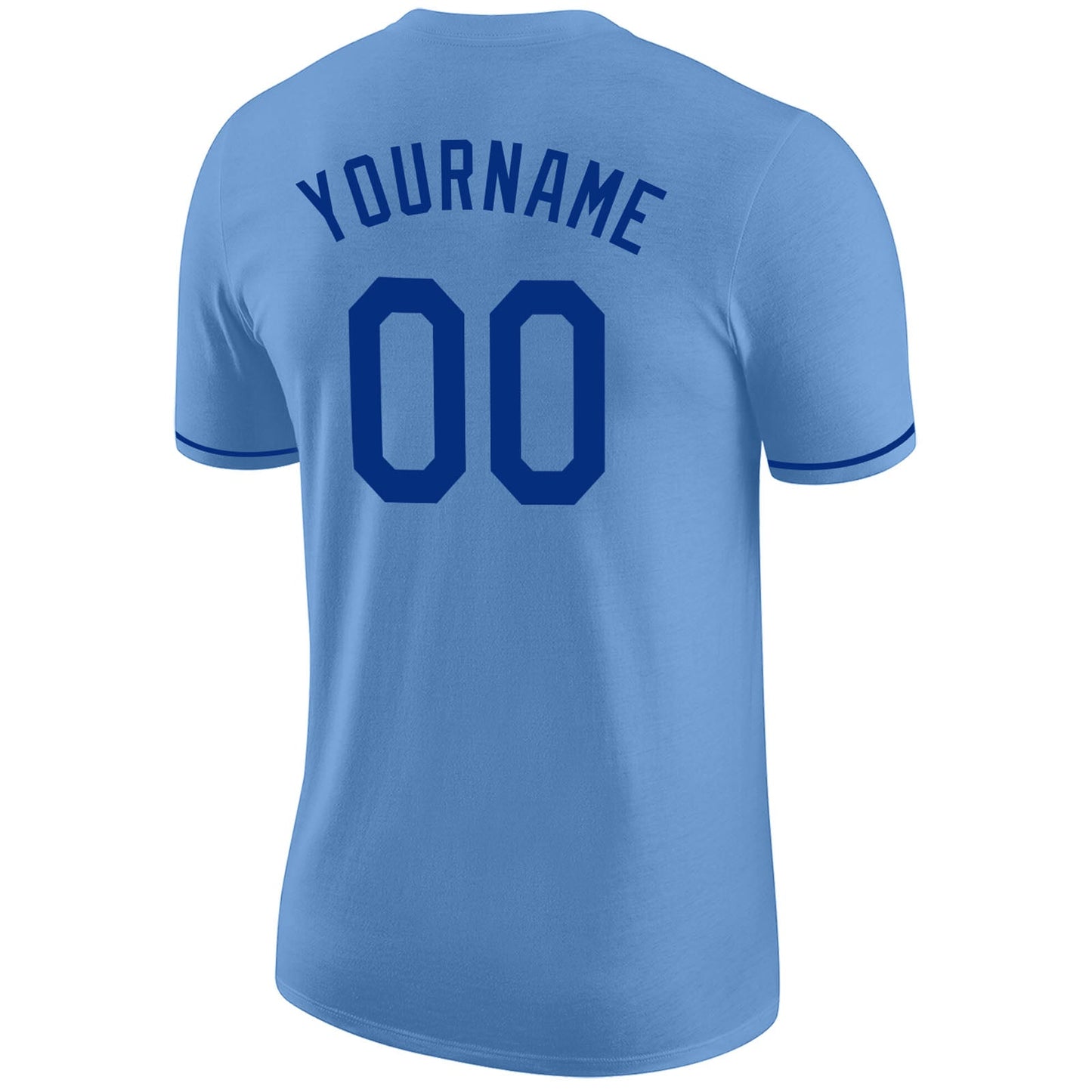 Custom Light Blue Royal-Red Performance T-Shirt view 6