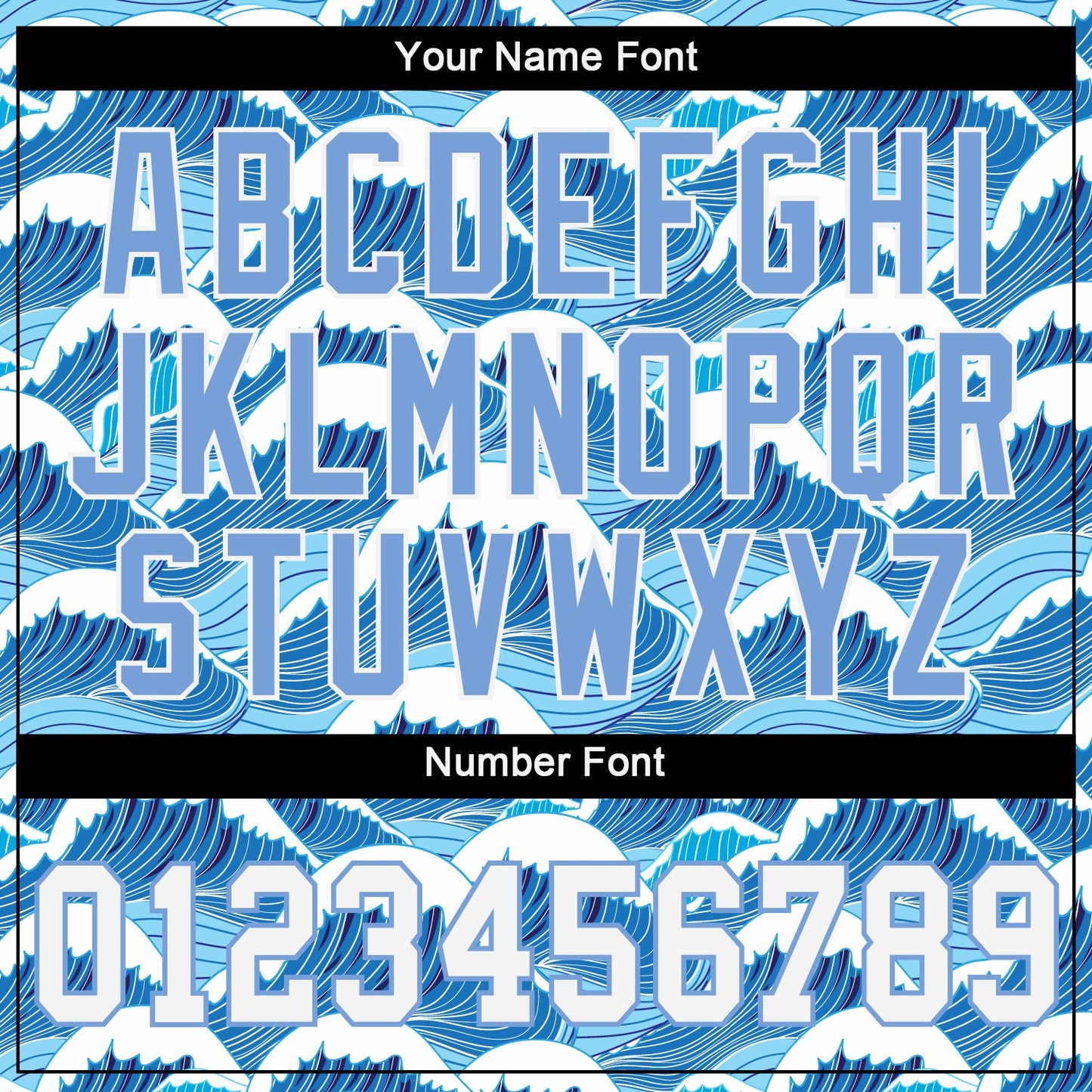 Custom Light Blue White-Light Blue 3D Pattern Design Waves Authentic Baseball Jersey view 5