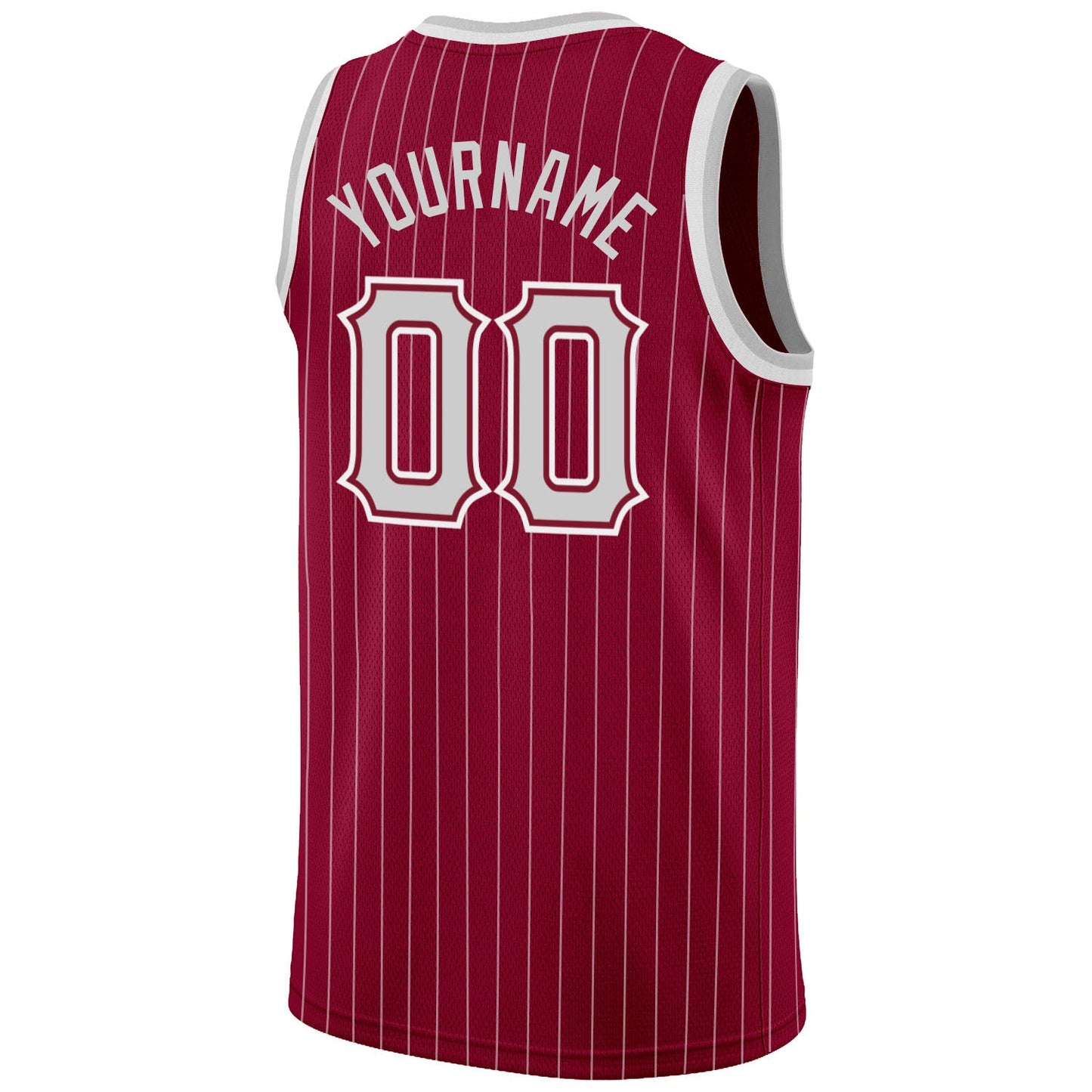 Custom Maroon White Pinstripe Gray-White Authentic Basketball Jersey view 6