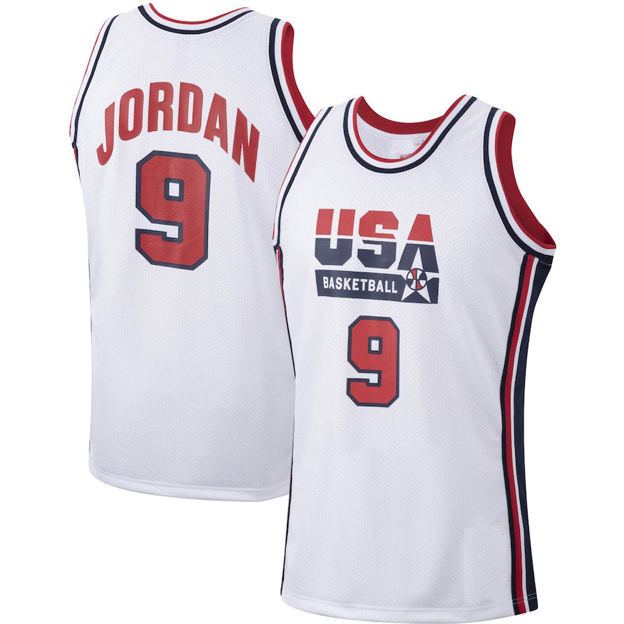 Basketball #9 JD USA Fanatics Authentic Autographed Team USA 1992 Jersey - Upper Deck - White Stitched American Basketball Jersey - Main View