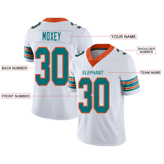 Custom M.Dolphins Stitched American Football Jerseys Personalize Birthday Gifts White Jersey view 2
