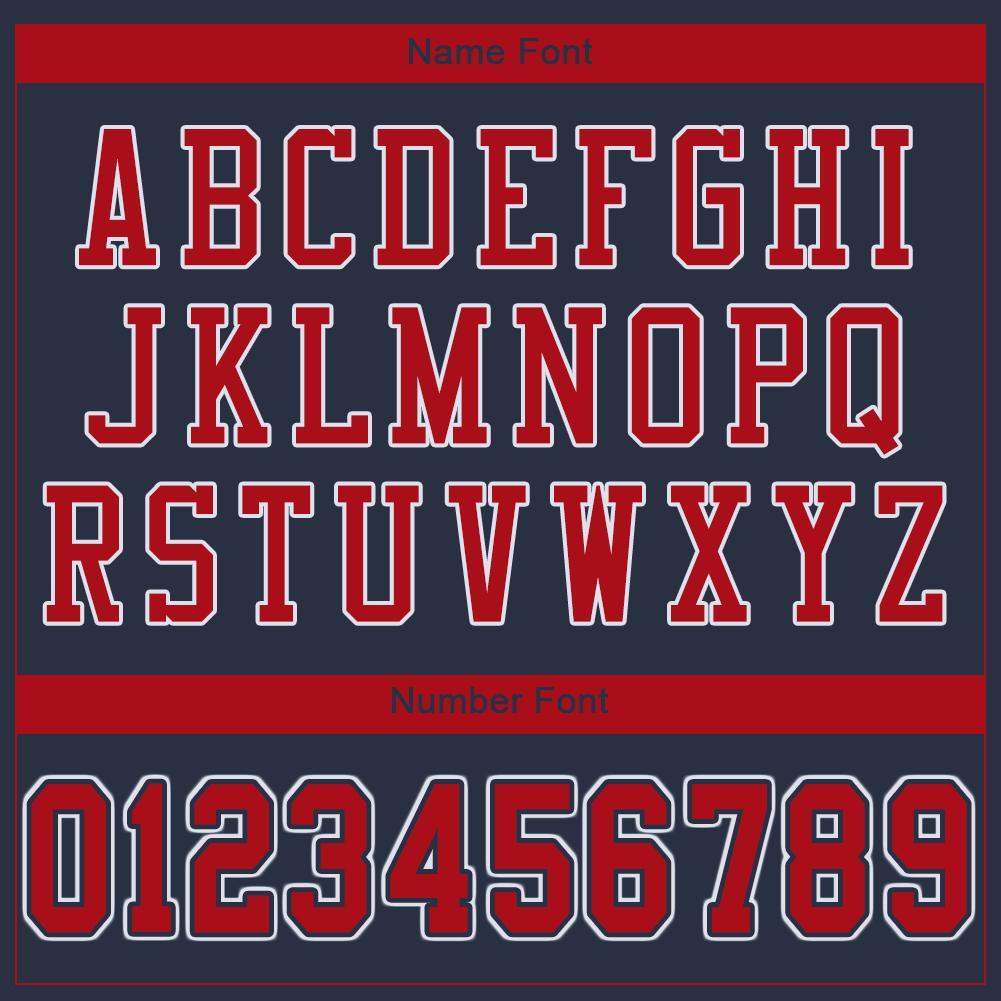 Custom Navy Red-White Mesh Authentic Football Jersey view 5
