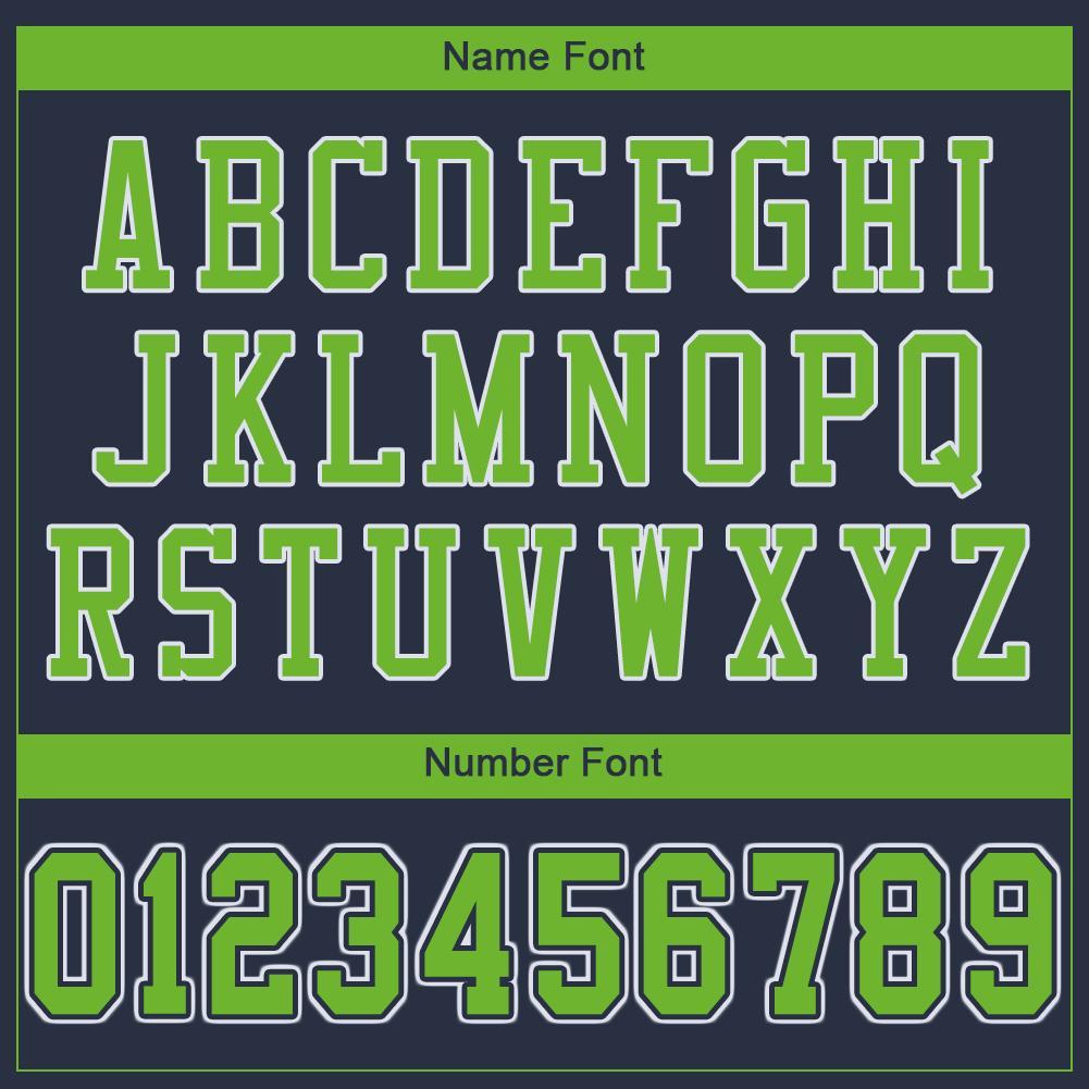 Custom Navy Neon Green-White Mesh Authentic Football Jersey view 5