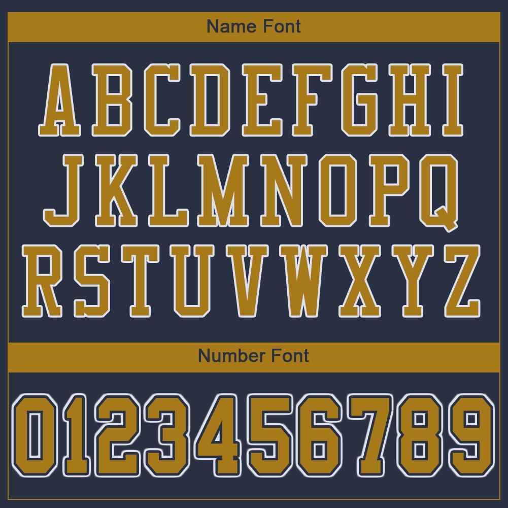 Custom Navy Old Gold-White Mesh Authentic Football Jersey view 5