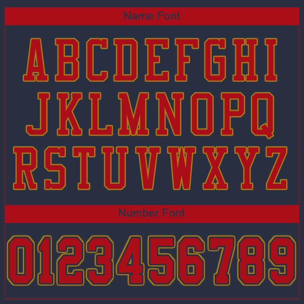 Custom Navy Red-Old Gold Mesh Authentic Football Jersey view 5