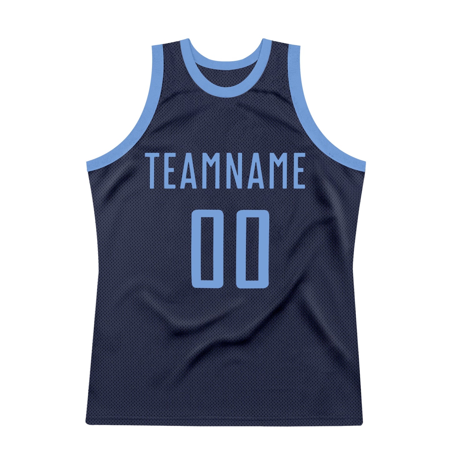 Custom Navy Light Blue Authentic Throwback Basketball Jersey view 6