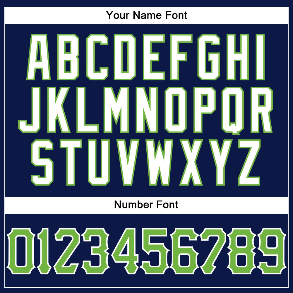 Custom Navy White Pinstripe Neon Green-White Authentic Baseball Jersey view 5