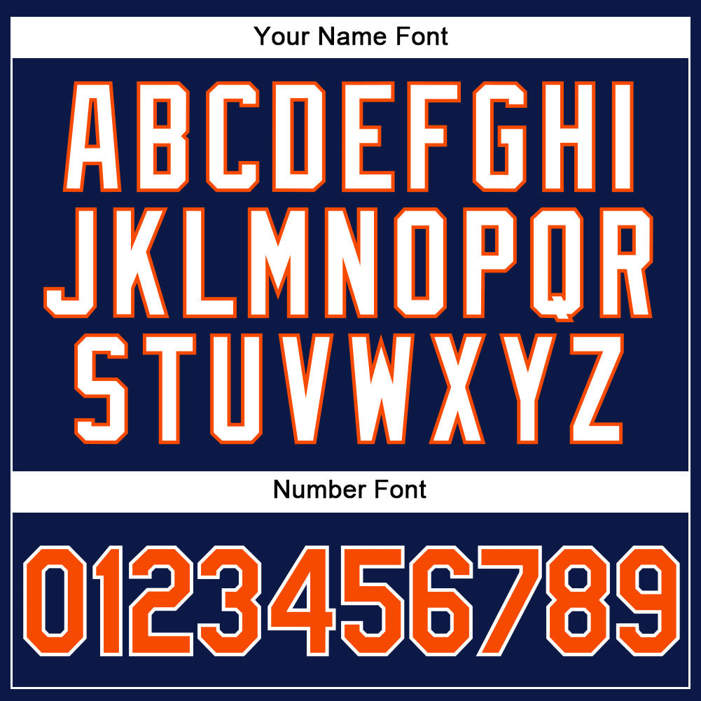 Custom Navy White Pinstripe Orange-White Authentic Baseball Jersey view 5