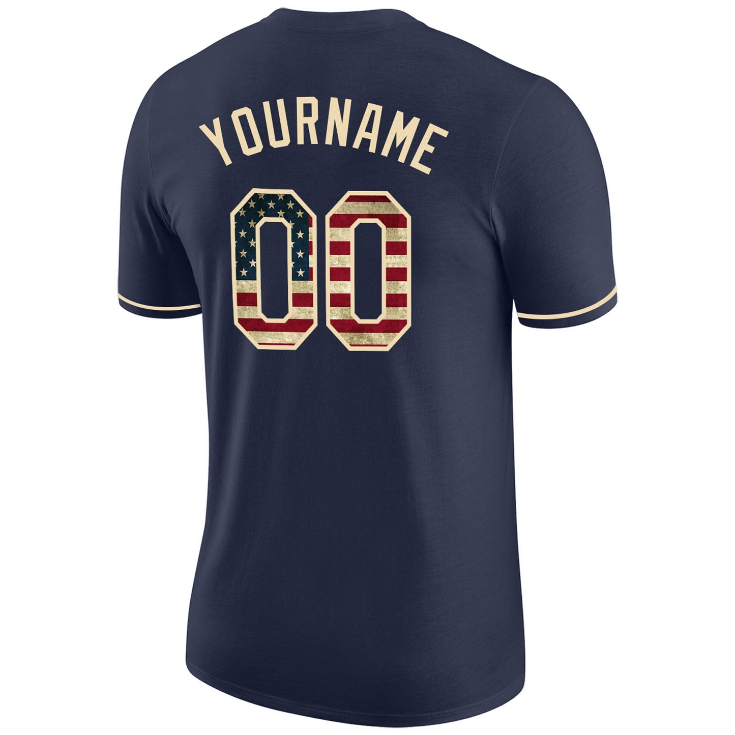 Custom Navy Vintage USA Flag-Cream Performance T-Shirt view 6