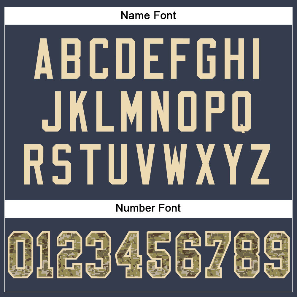 Custom Navy Camo-Cream Mesh Authentic Football Jersey view 4