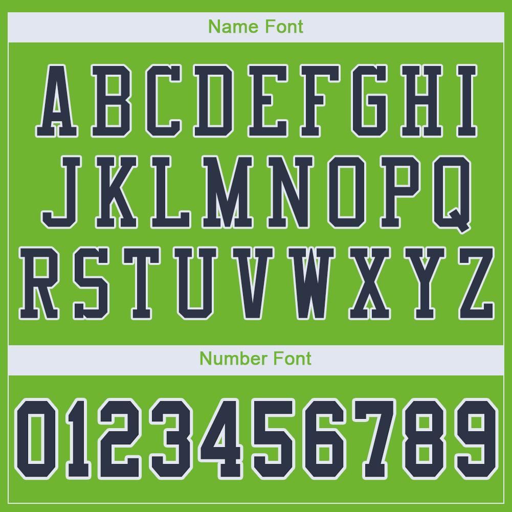 Custom Neon Green Navy-White Mesh Authentic Football Jersey view 5