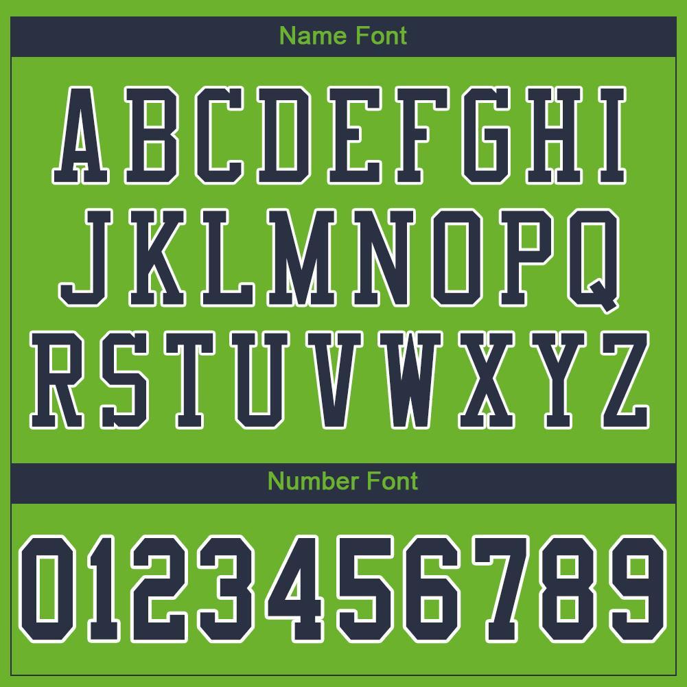Custom Neon Green Navy-White Mesh Authentic Football Jersey view 5