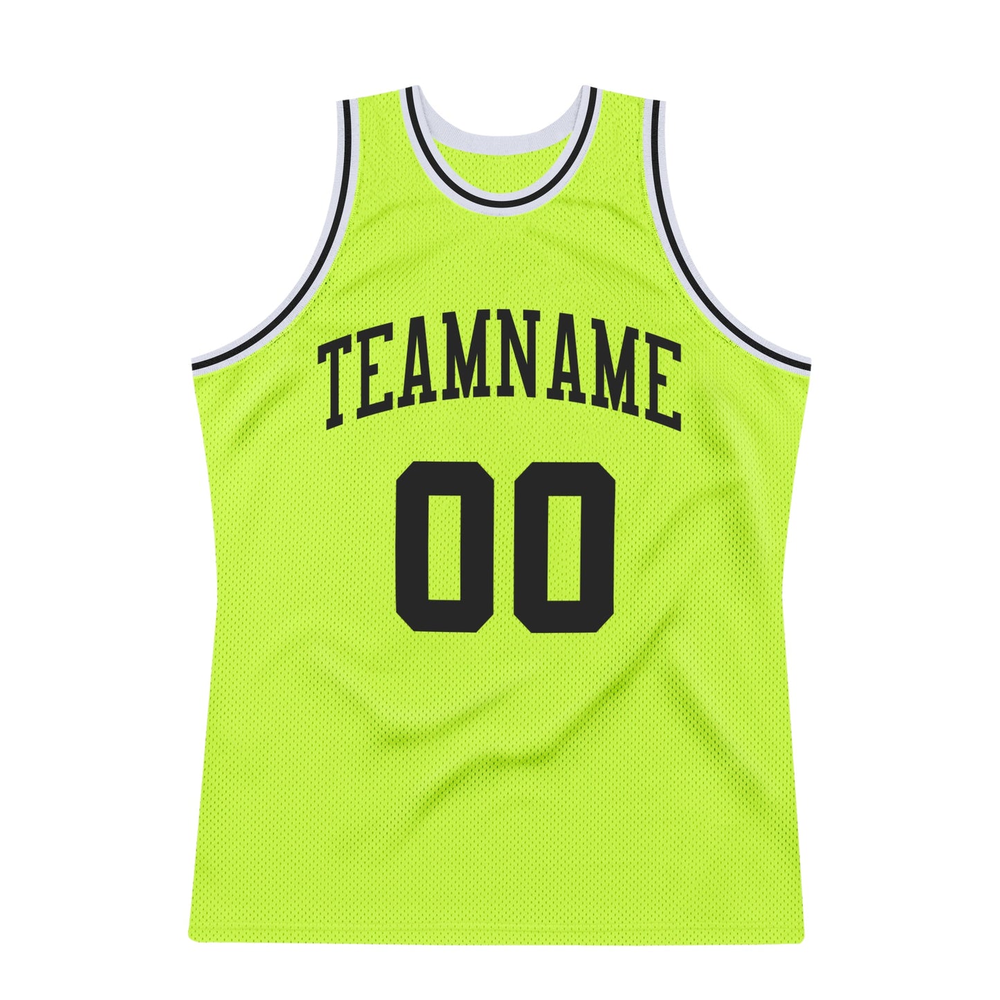 Custom Neon Green Black-White Authentic Throwback Basketball Jersey view 6