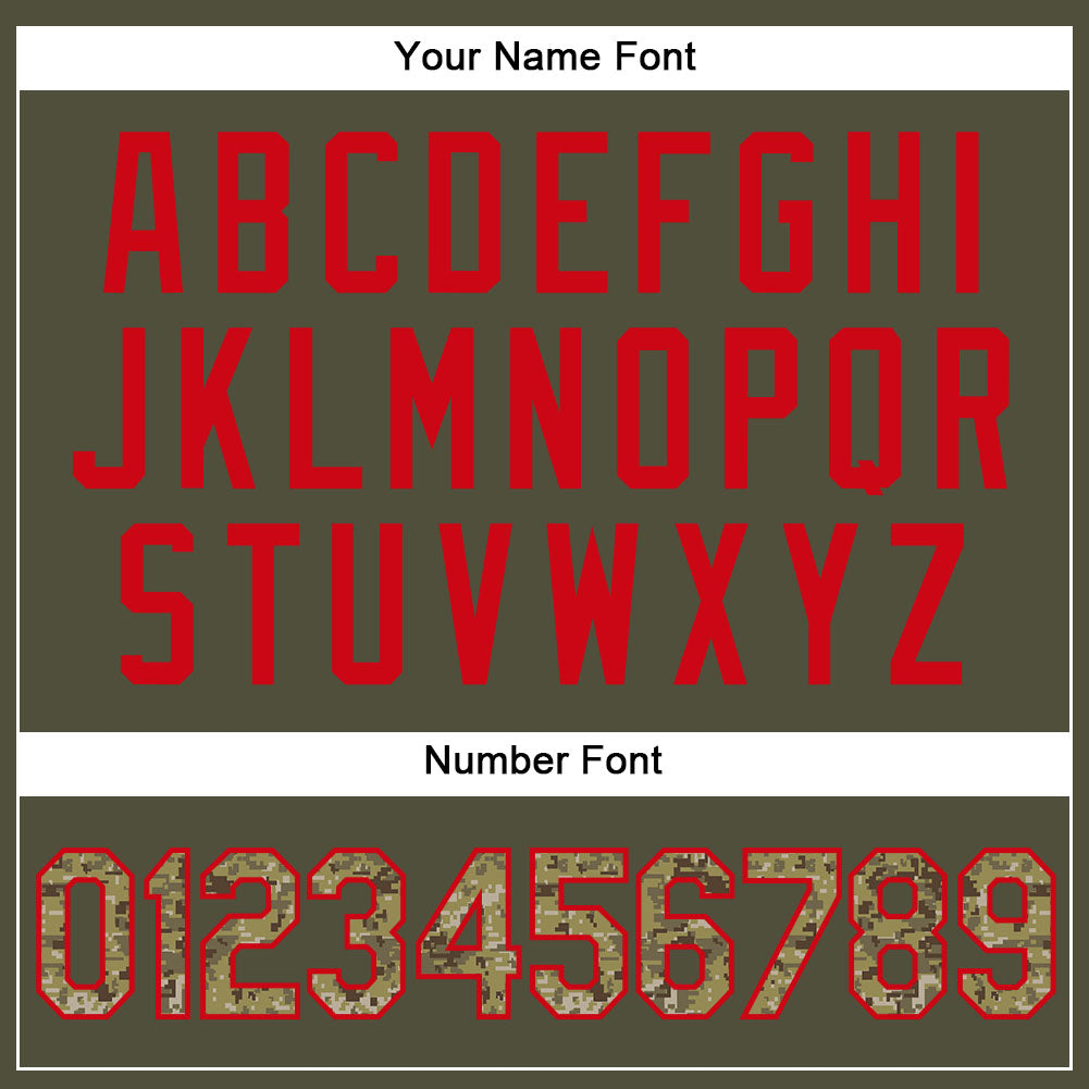 Custom Olive Cmao-Red Authentic Salute To Service Baseball Jersey view 5