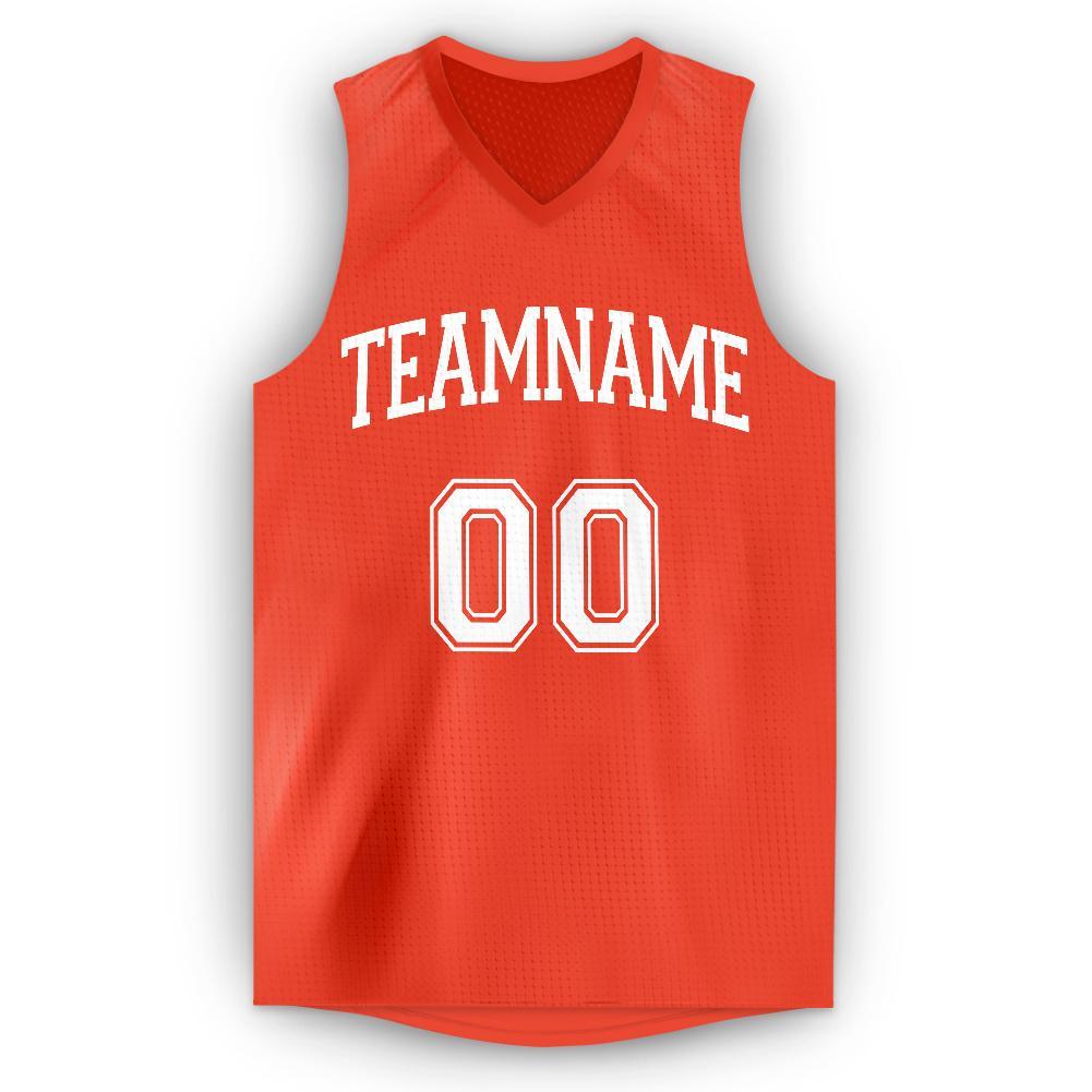 Custom Orange White V-Neck Basketball Jersey view 5
