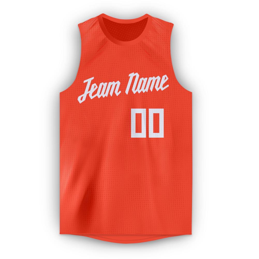 Custom Orange White Round Neck Basketball Jersey view 5