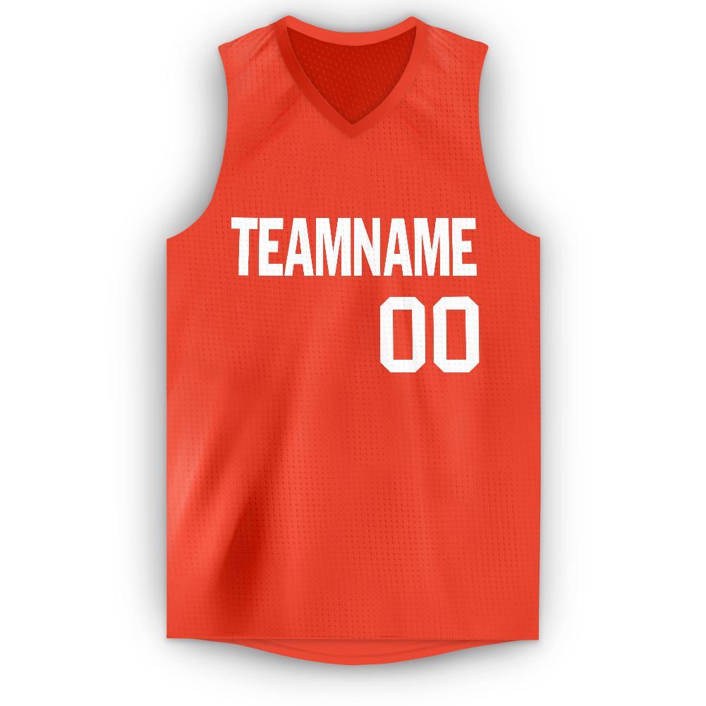 Custom Orange White V-Neck Basketball Jersey view 5