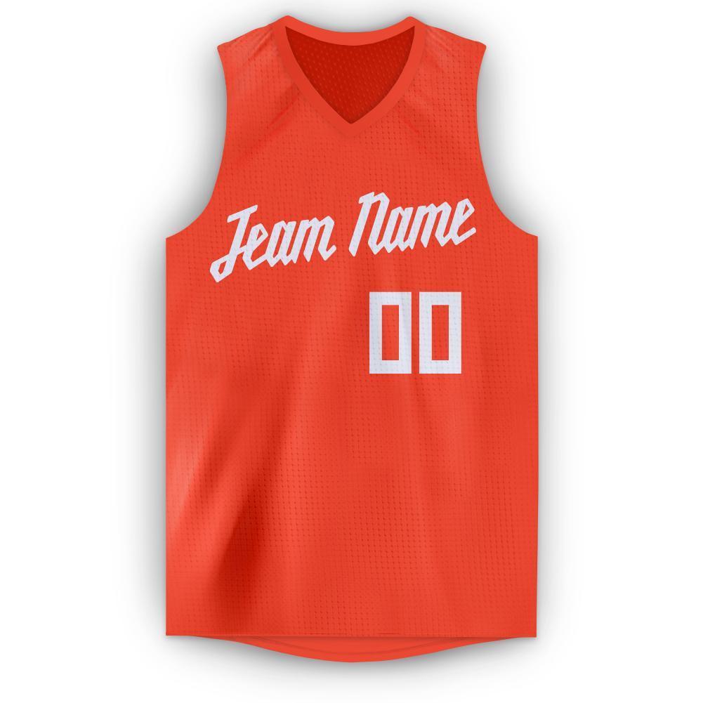 Custom Orange White V-Neck Basketball Jersey view 5