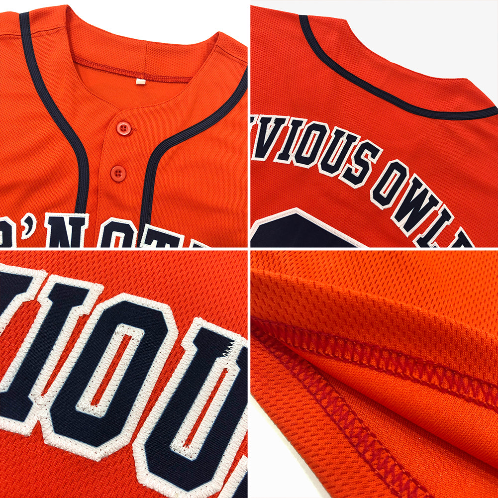 Custom Orange Black-Old Gold Authentic Baseball Jersey view 6