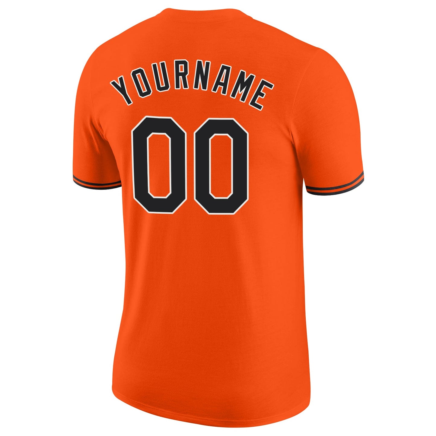 Custom Orange Black-White Performance T-Shirt view 6