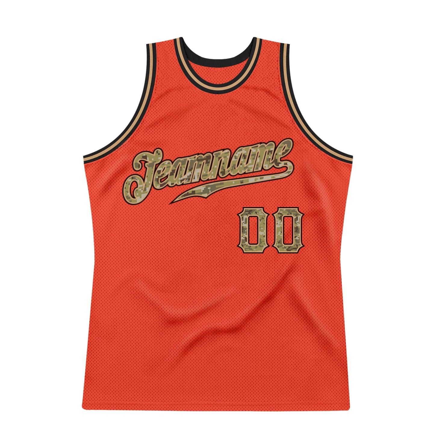 Custom Orange Camo-Old Gold Authentic Throwback Basketball Jersey view 6