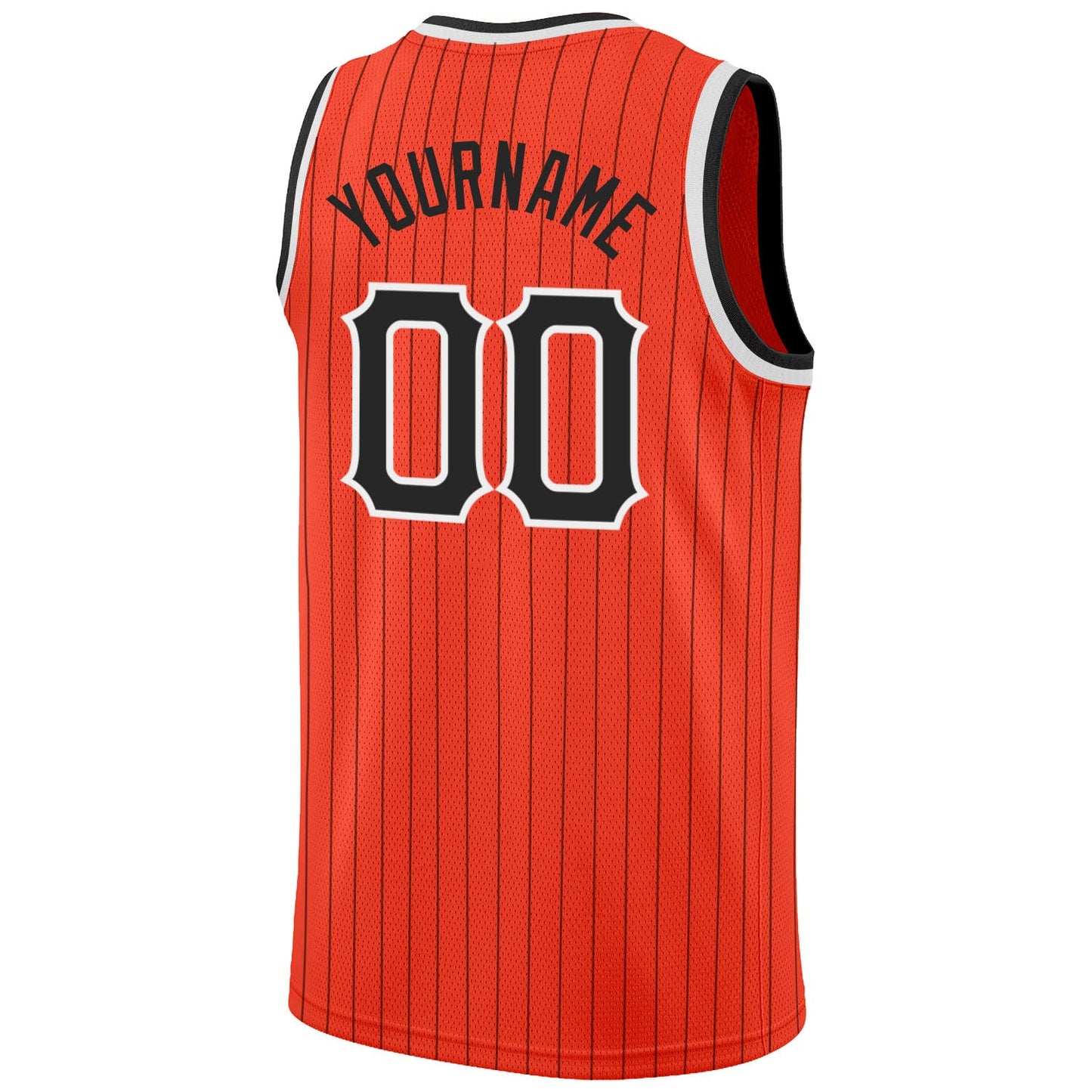 Custom Orange Black Pinstripe Black-White Authentic Basketball Jersey view 6