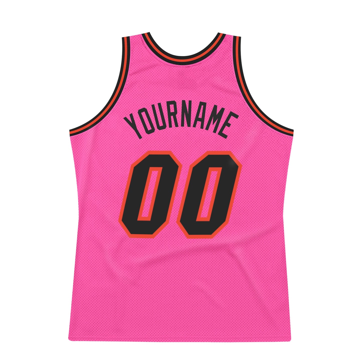 Custom Pink Black-Orange Authentic Throwback Basketball Jersey view 6