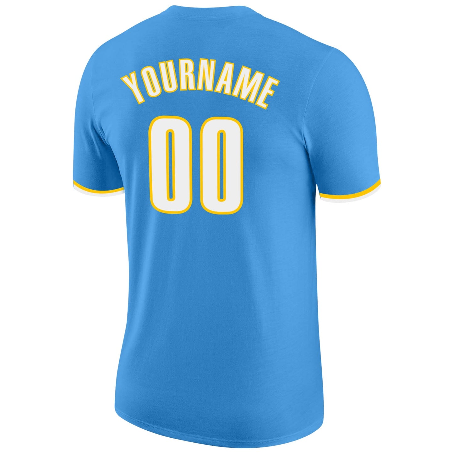 Custom Powder Blue White-Gold Performance T-Shirt view 6