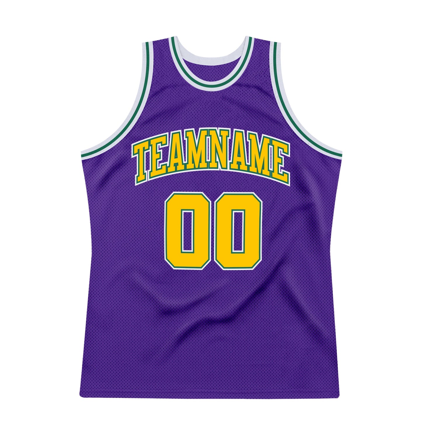 Custom Purple Gold-Kelly Green Authentic Throwback Basketball Jersey view 7