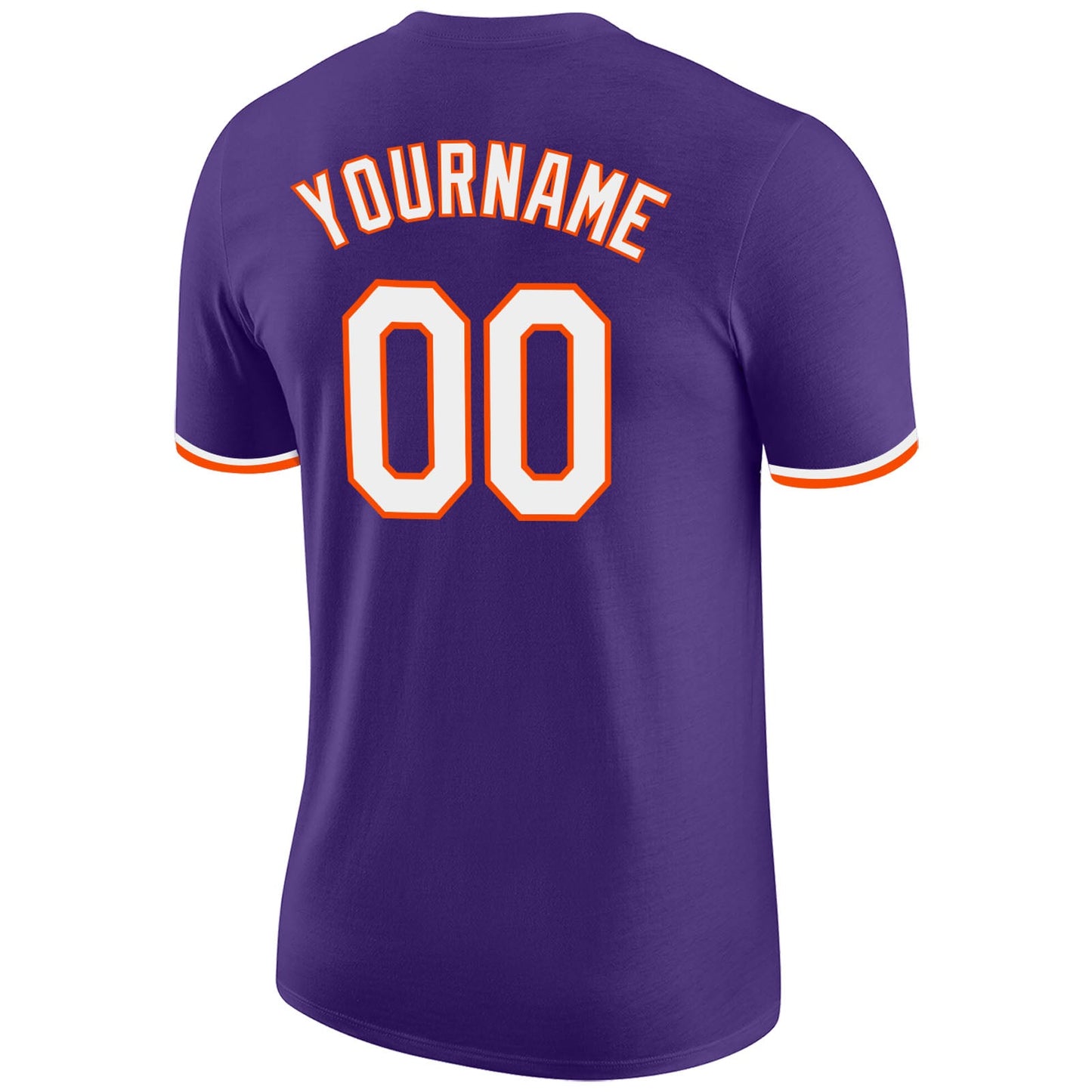 Custom Purple White-Orange Performance T-Shirt view 6