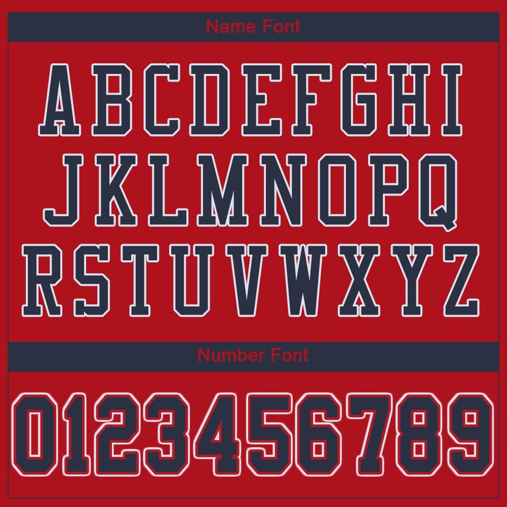 Custom Red Navy-White Mesh Authentic Football Jersey view 5