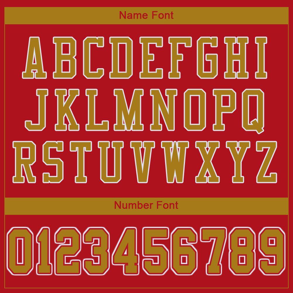 Custom Red Old Gold-White Mesh Authentic Football Jersey view 5