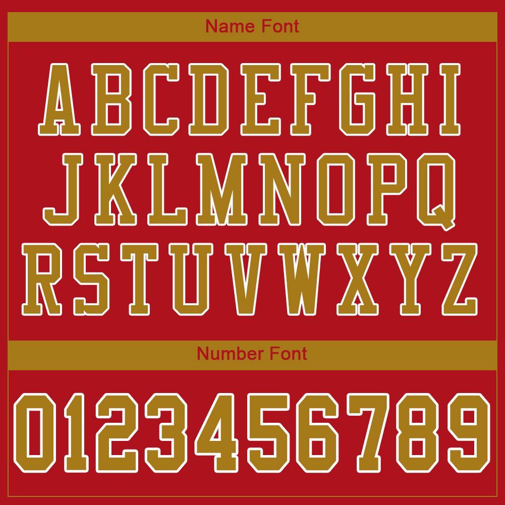 Custom Red Old Gold-White Mesh Authentic Football Jersey view 5