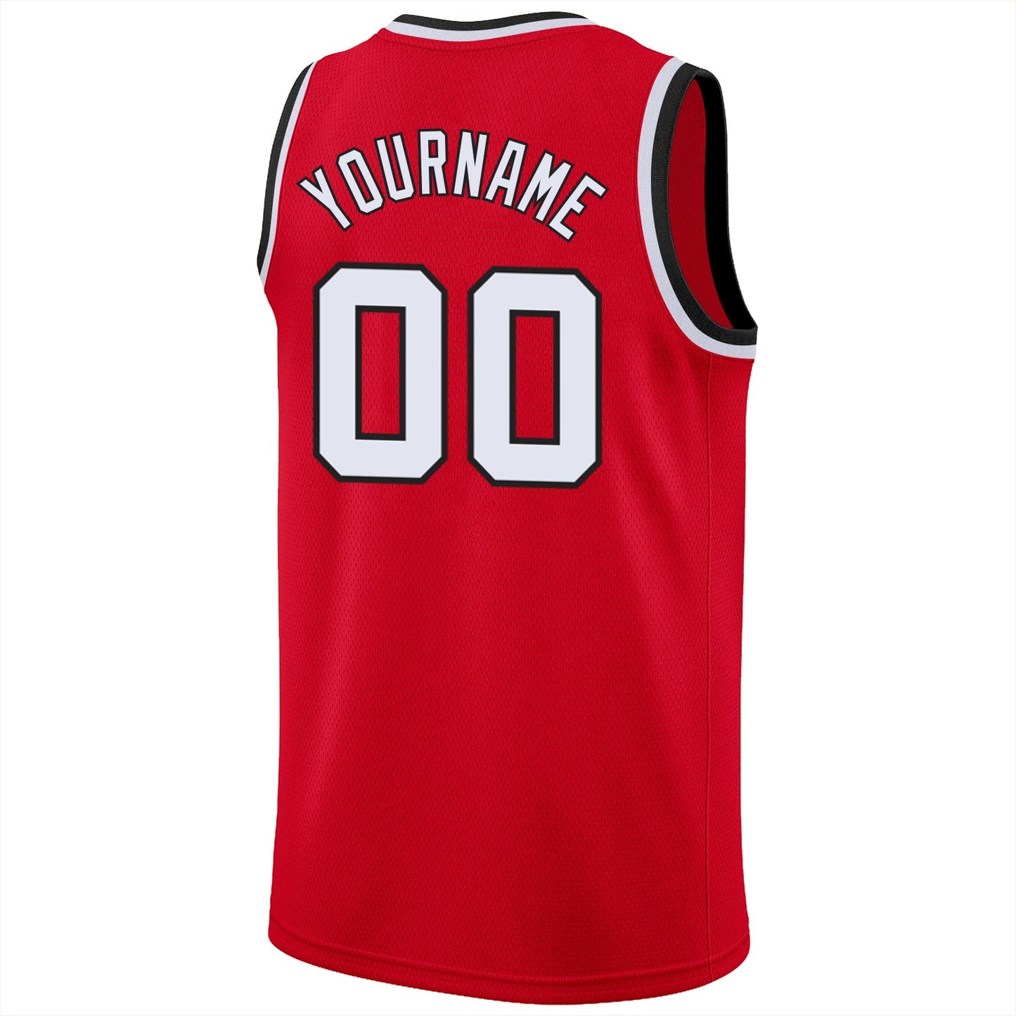Custom Red White-Black Round Neck Rib-Knit Basketball Jersey view 6