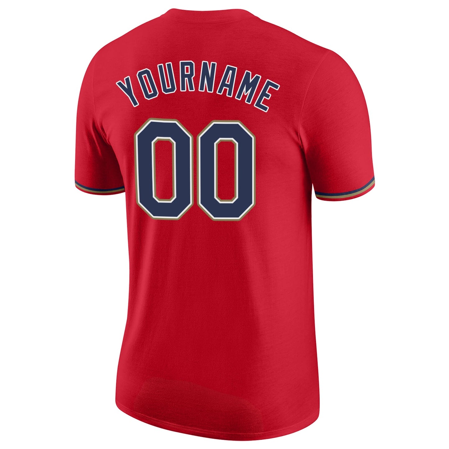 Custom Red Navy-Old Gold Performance T-Shirt view 6