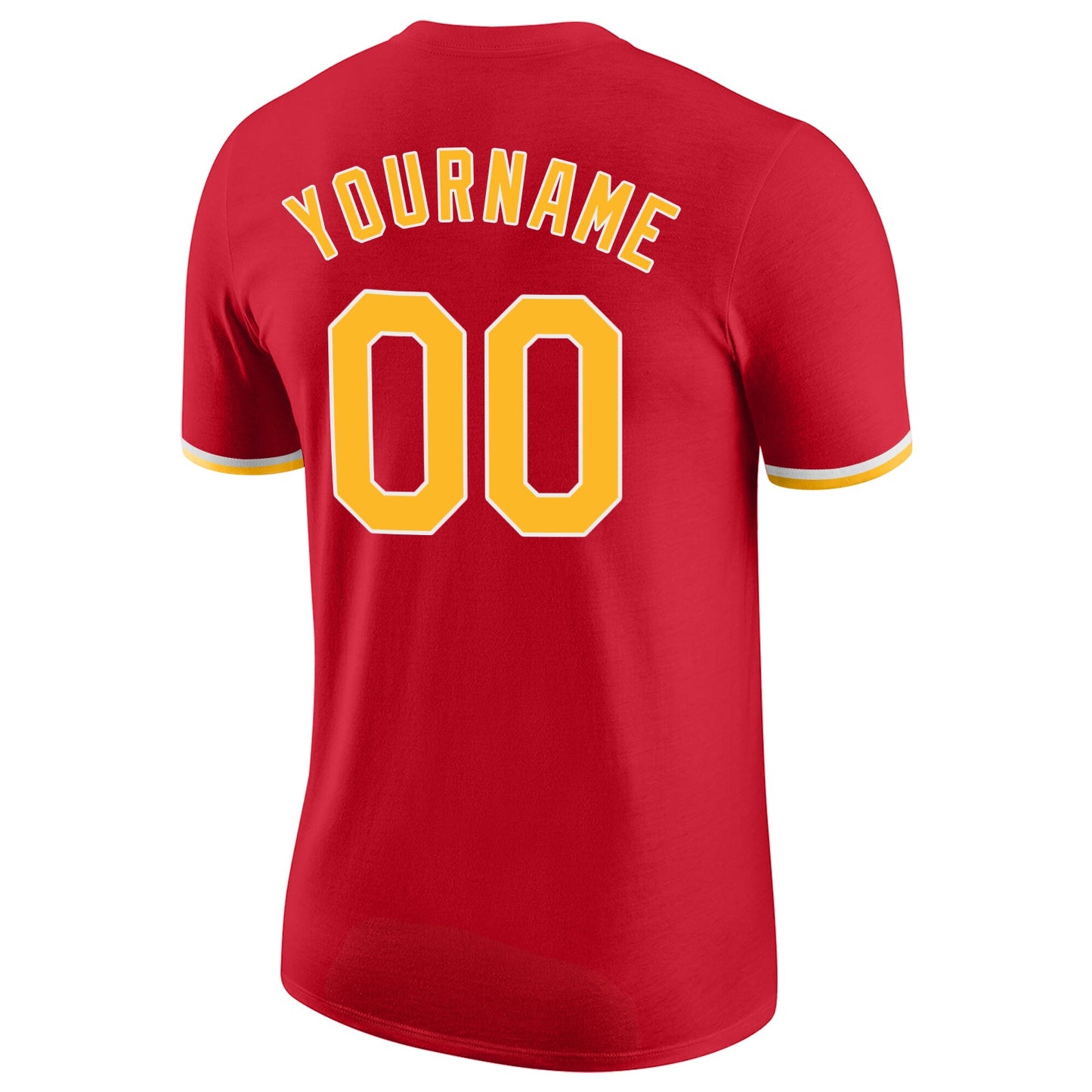 Custom Red Gold-White Performance T-Shirt view 6