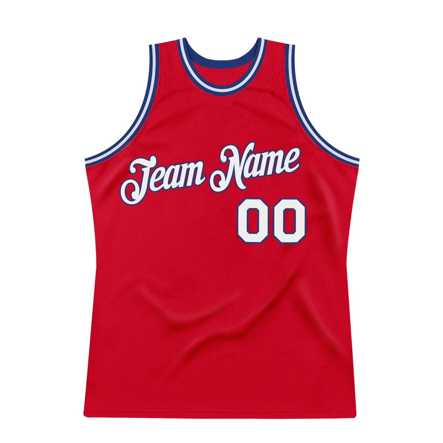 Custom Red White-Royal Authentic Throwback Basketball Jersey view 7