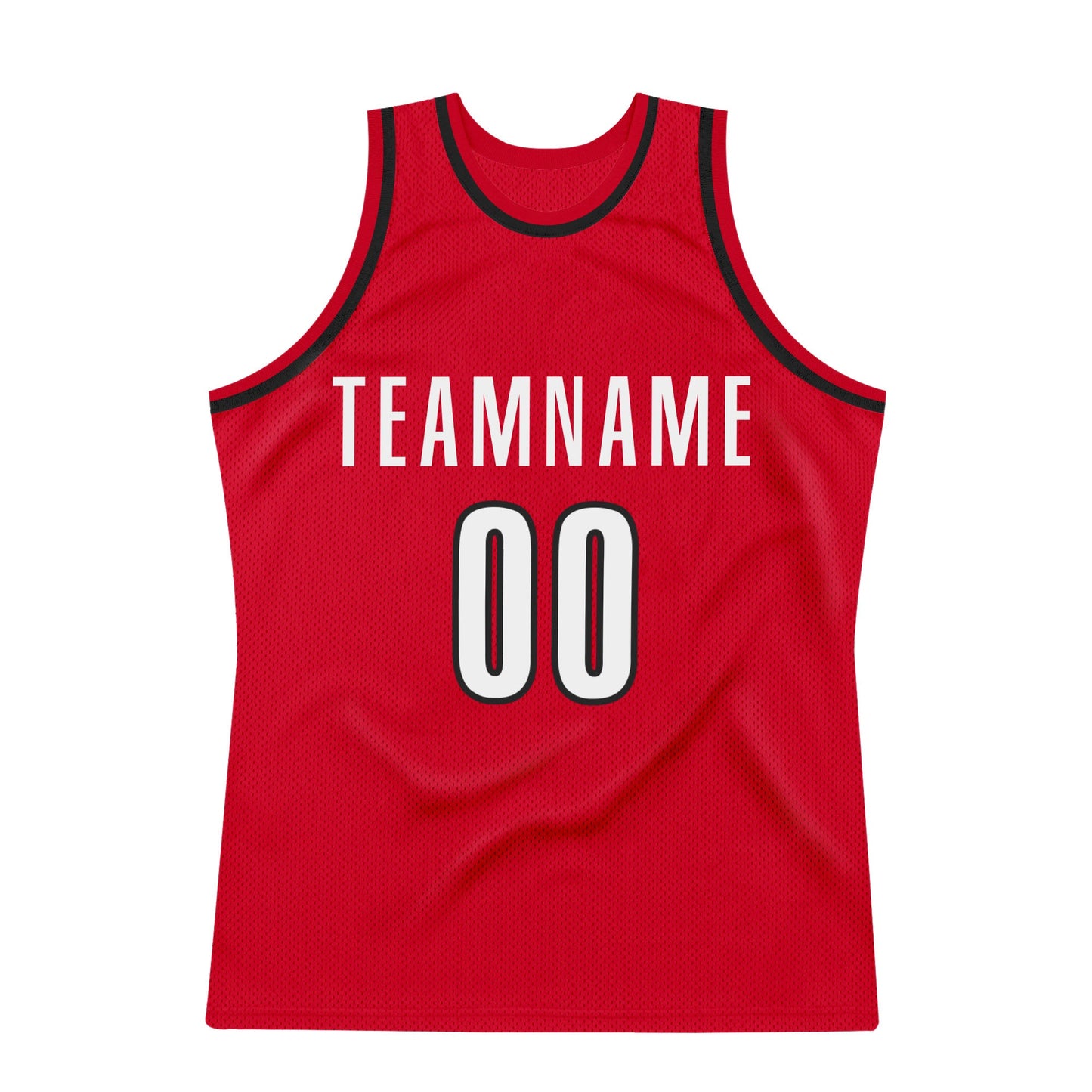 Custom Red White-Black Authentic Throwback Basketball Jersey view 7