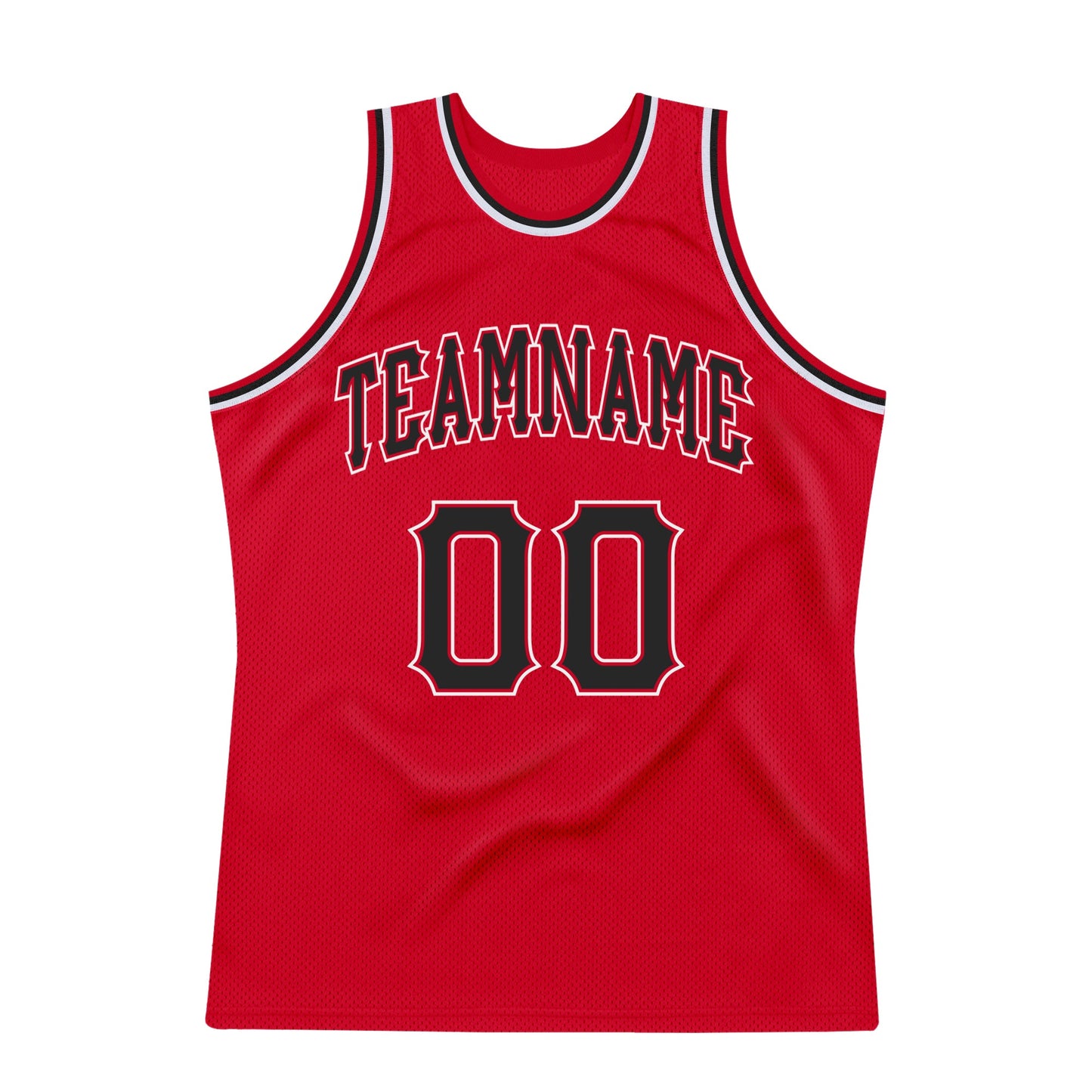 Custom Red Black-White Authentic Throwback Basketball Jersey view 6