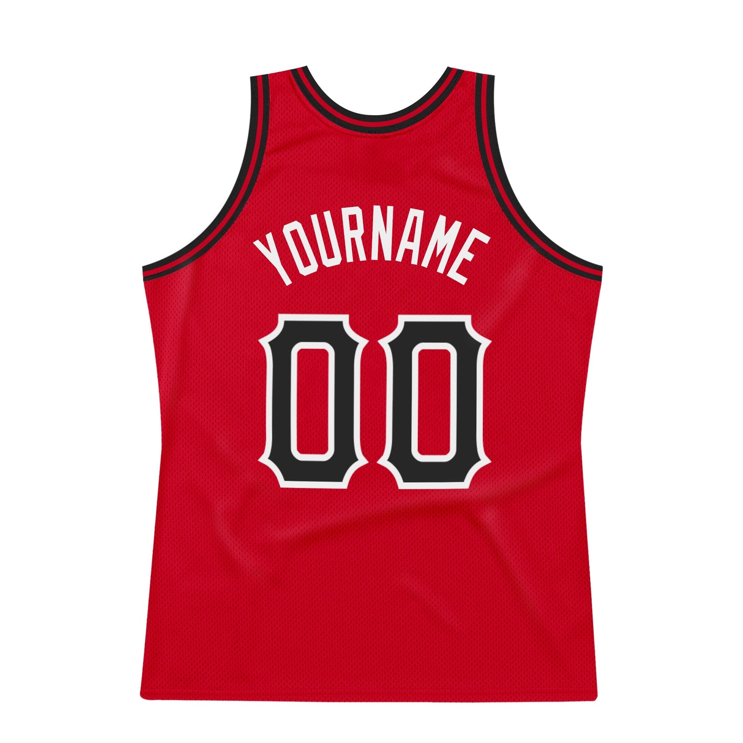 Custom Red Black-White Authentic Throwback Basketball Jersey view 6